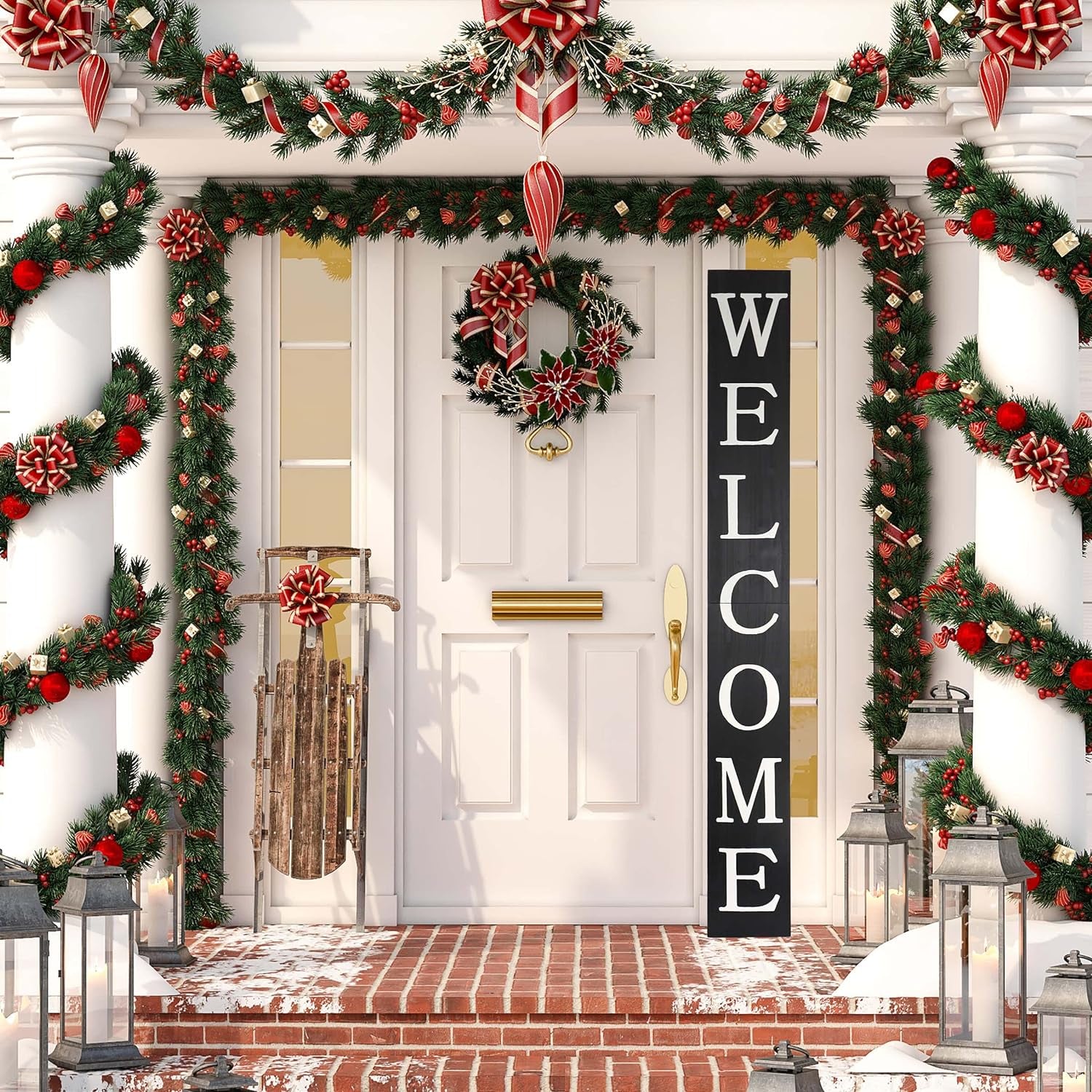 Tall Outdoor Welcome Sign for Front Door, 6Ft Black ,Rustic Tall Welcome Sign for Front Porch Decor, Farmhouse Welcome Porch Sign Wood Vertical Decor, Fall Porch Decor for the Home