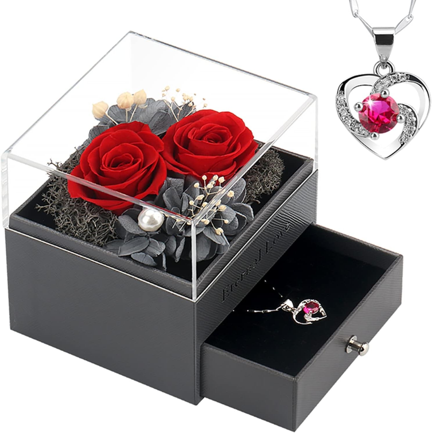 Preserved Real Rose Necklace