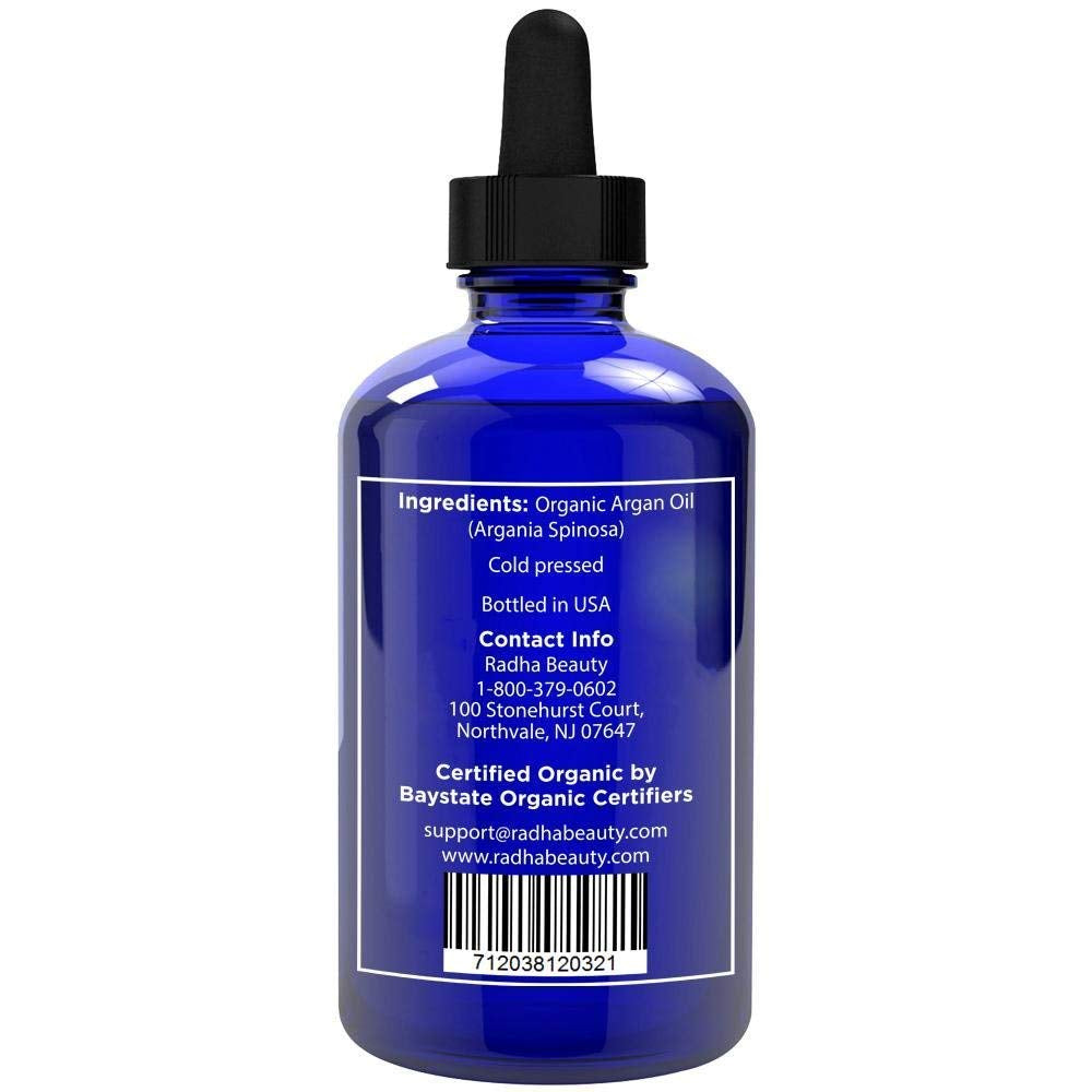 Argan Oil USDA Certified Organic, 4 Oz. - 100% Pure Cold Pressed Moisturizing, Rejuvenating Oil for Face, Skin, Hair, Men & Women