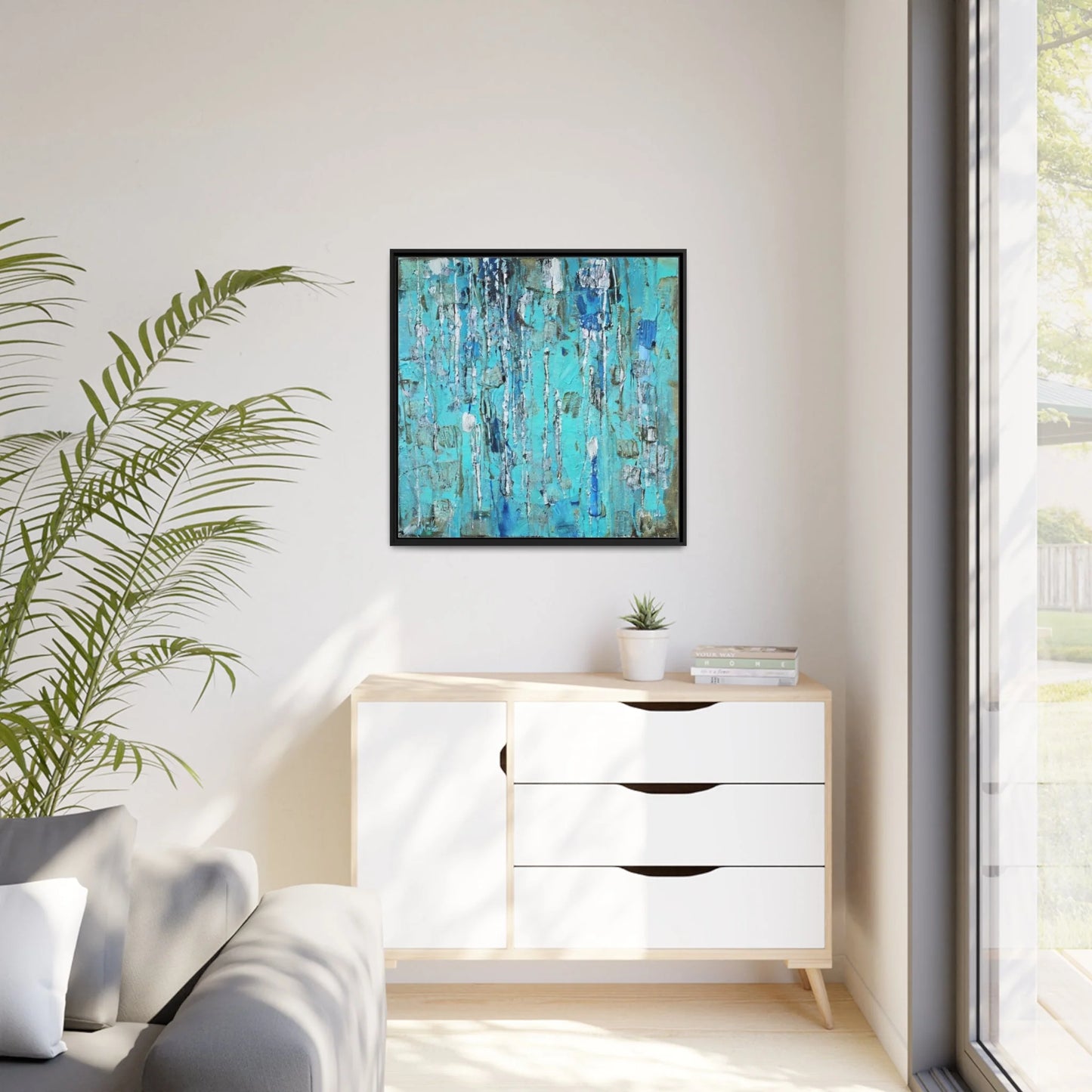 "Premium Canvas Wall Art with Frame and Eco-Friendly AQUA - by Queennoble"