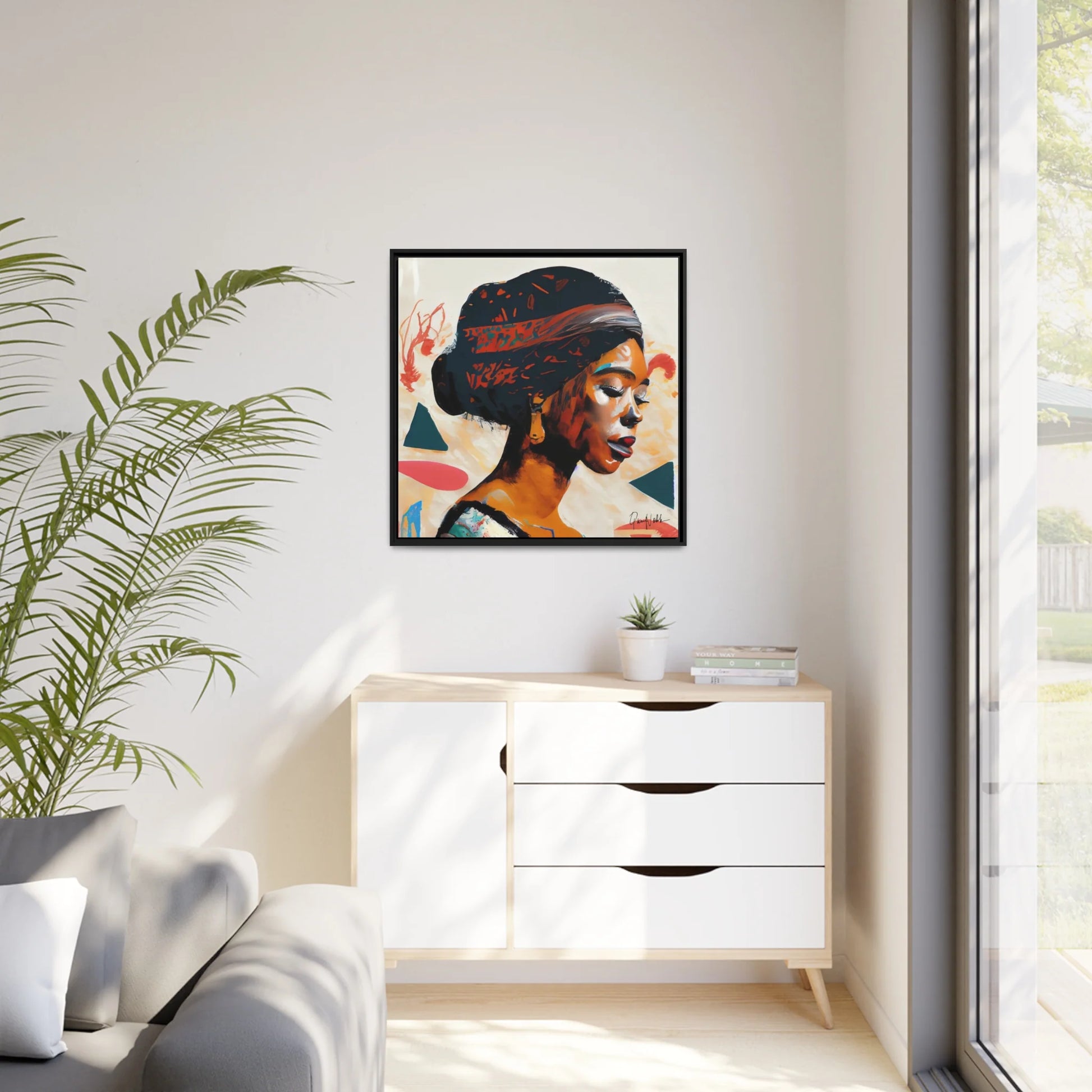 "African Queen Canvas Wall Art with Elegant Frame - Regal Queen"