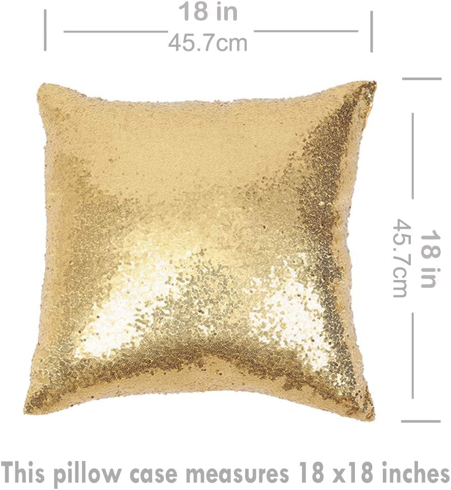 Set of 2 Sequin Decorative Pillow Cover Gold Throw Pillow Covers for Couch Sofa Throw Pillows 18 X 18 Inches