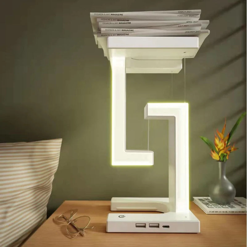 "Contemporary Wireless Charging Suspension Table Lamp with Smartphone Compatibility for Home and Bedroom"