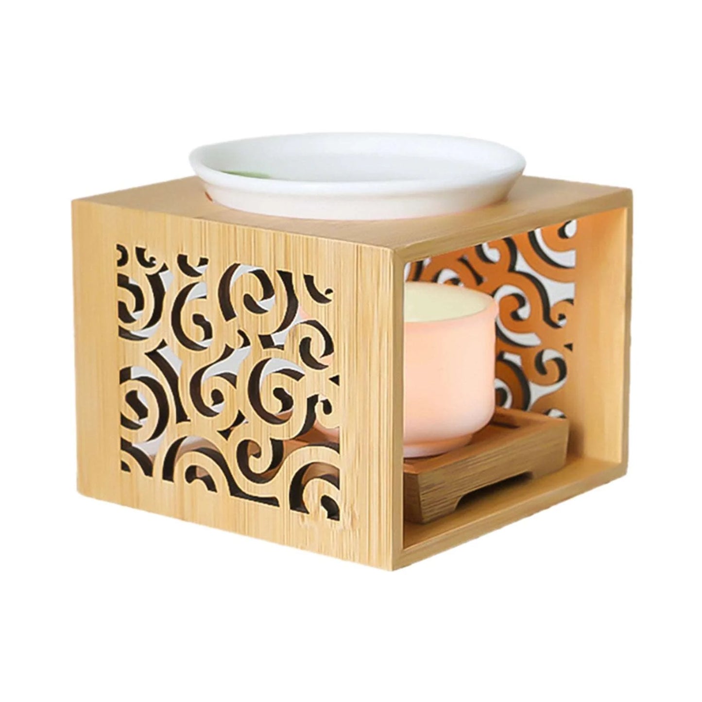 Aromatherapy Lamp Essential Oil Bamboo Wood Candle Holder