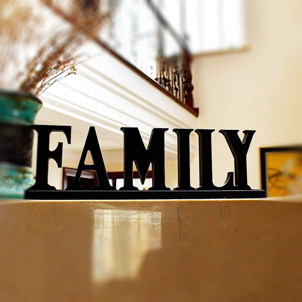 Wooden Blessed Family Sign Free Standing Sign for Home Decor Wood Letter Sign Cut Out Tabletop Fireplace Mantel Centerpiece Decoration