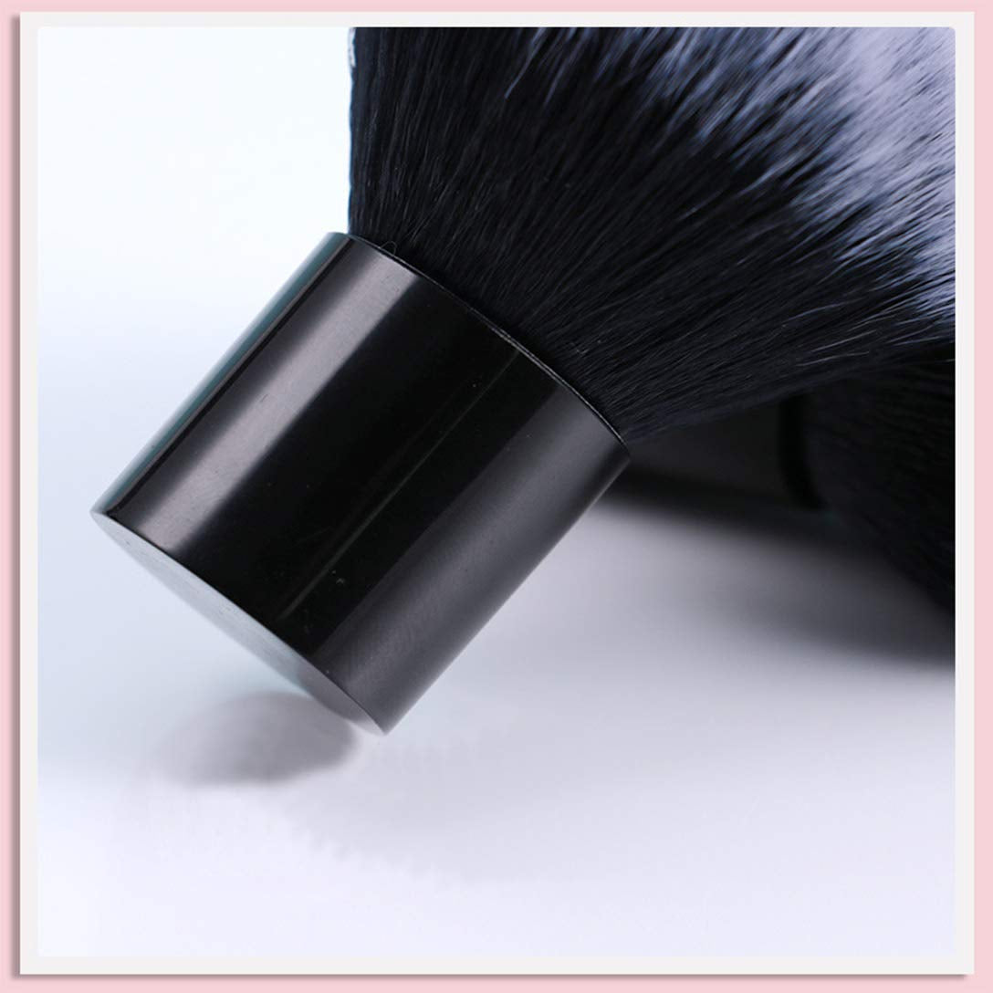 Large Mineral Powder Brush Foundation Brush Contour Brush Blush Brush Bronzer Brush Face Blender Buffing Blending Kabuki Makeup Brushes Thick and Dense Full Coverage (Round Top, Black)