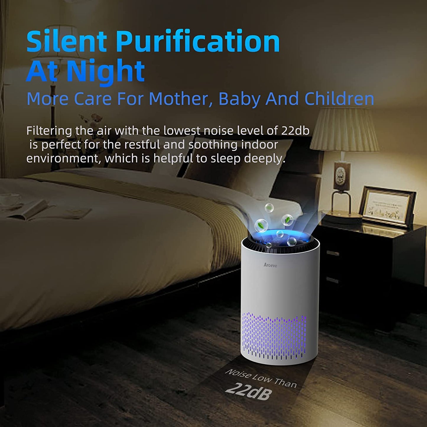 " HEPA Air Purifier for Home and Office - Portable Air Cleaner for Smoke, Pollen, Dander, Hair, and Odor - Sleep Mode and Speed Control - Ideal for Bedroom, Office, and Living Room - MK01 (White)"
