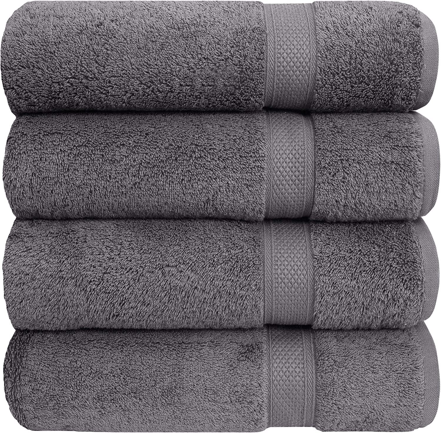 Professional Product Title: "Luxury Bath Towel Set - 100% Cotton, 600 GSM, Soft & Absorbent - Large Size, Hotel Quality - Grey (4 Pack)"