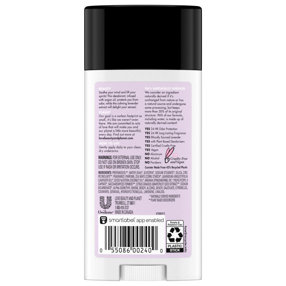 Aluminum-Free Argan Oil and Lavender Deodorant, 2.95 Oz.