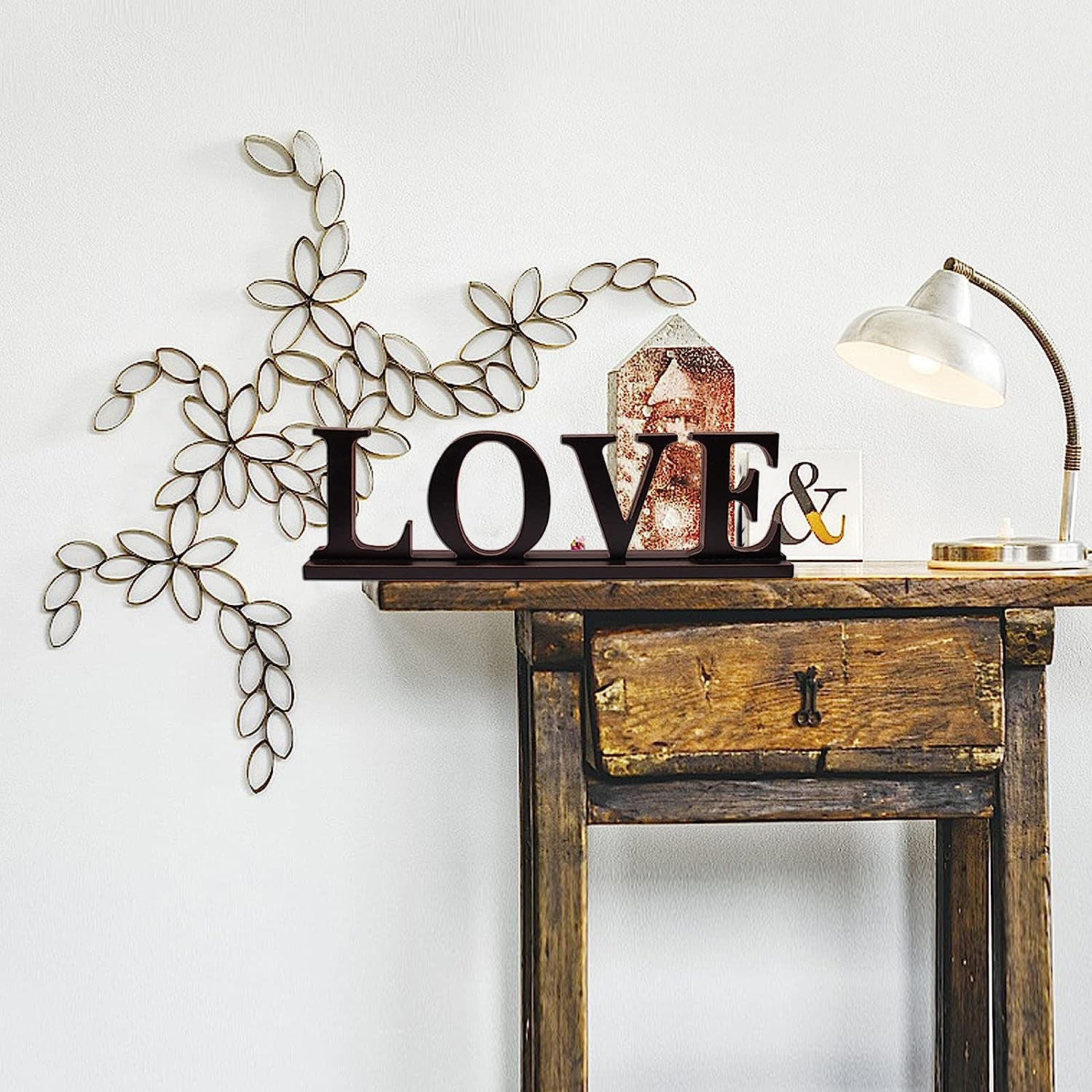 Wooden LOVE Sign Home Decor Table Top Sign Freestanding Decorative Wood Cutout Letter Valentine'S Day Love Tableotp Decor Wedding Decor